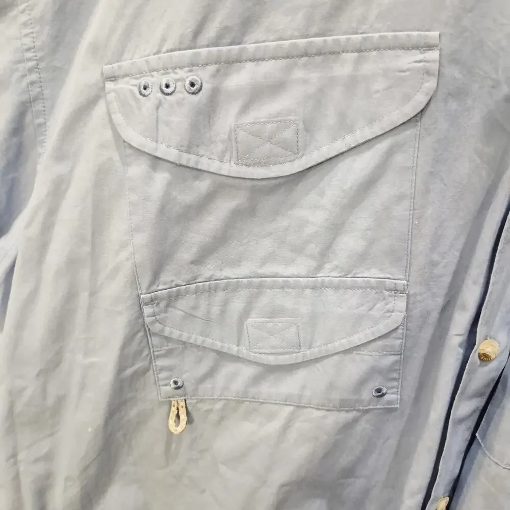 Columbia PFG Shirt Mens 2XL Blue Bonehead Fishing Short Sleeve Vent Pockets Defs - Picture 5 of 12